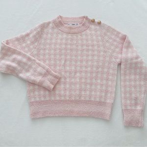 Mango Pink Checker Print Sweater - Size S